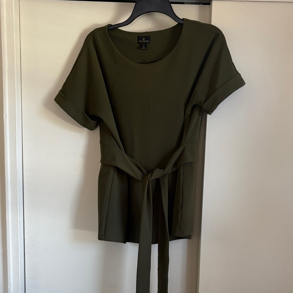 Worthington - Olive Green Women's Top with Tie Detail
